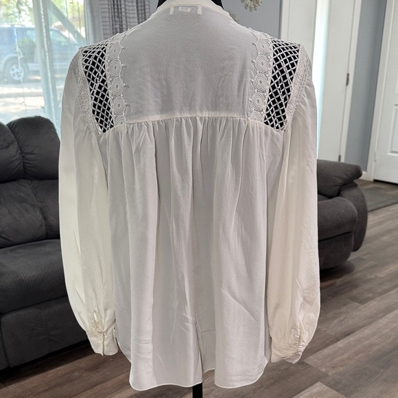 Sandro Ivory Blouse with Crochet Detail - Picture 2 of 10